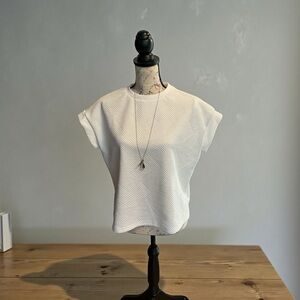 SHEIN White Geometric Short Sleeve Top